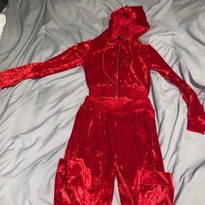 Red velvet body suit